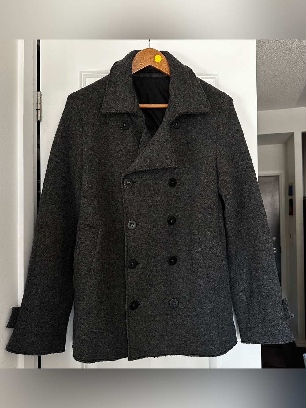 Barena Venezia Italian Wool Blend Double Breasted Peacoat Gray EU 48 M